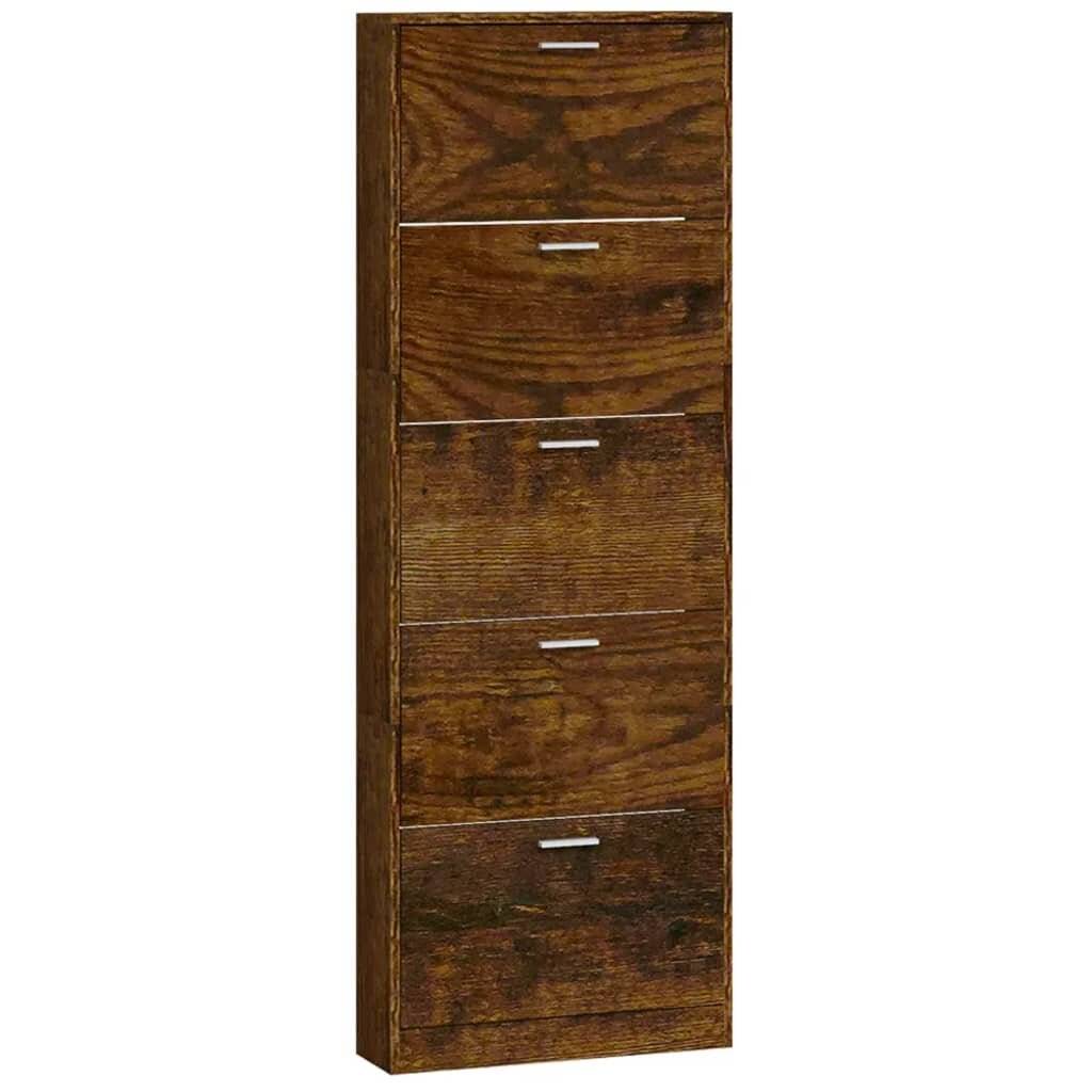 Schuhschrank Räuchereiche 59x17x169 cm Holzwerkstoff-4