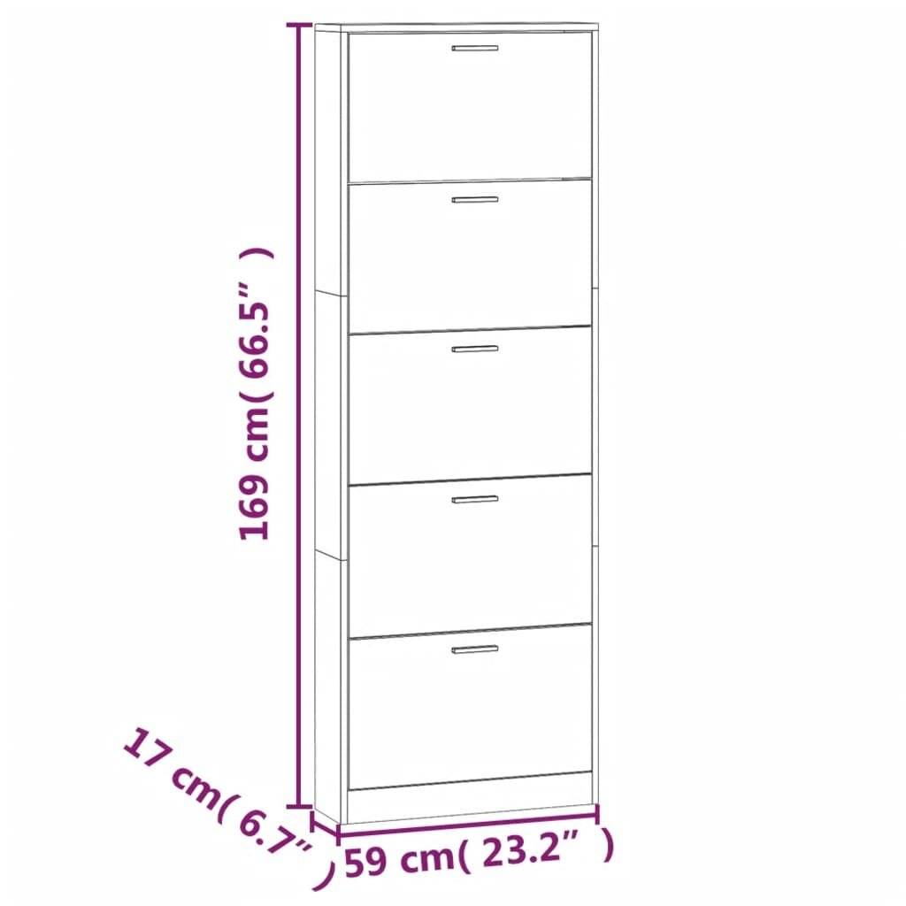 Symbolbild für Schuhschrank Räuchereiche 59x17x169 cm Holzwerkstoff
