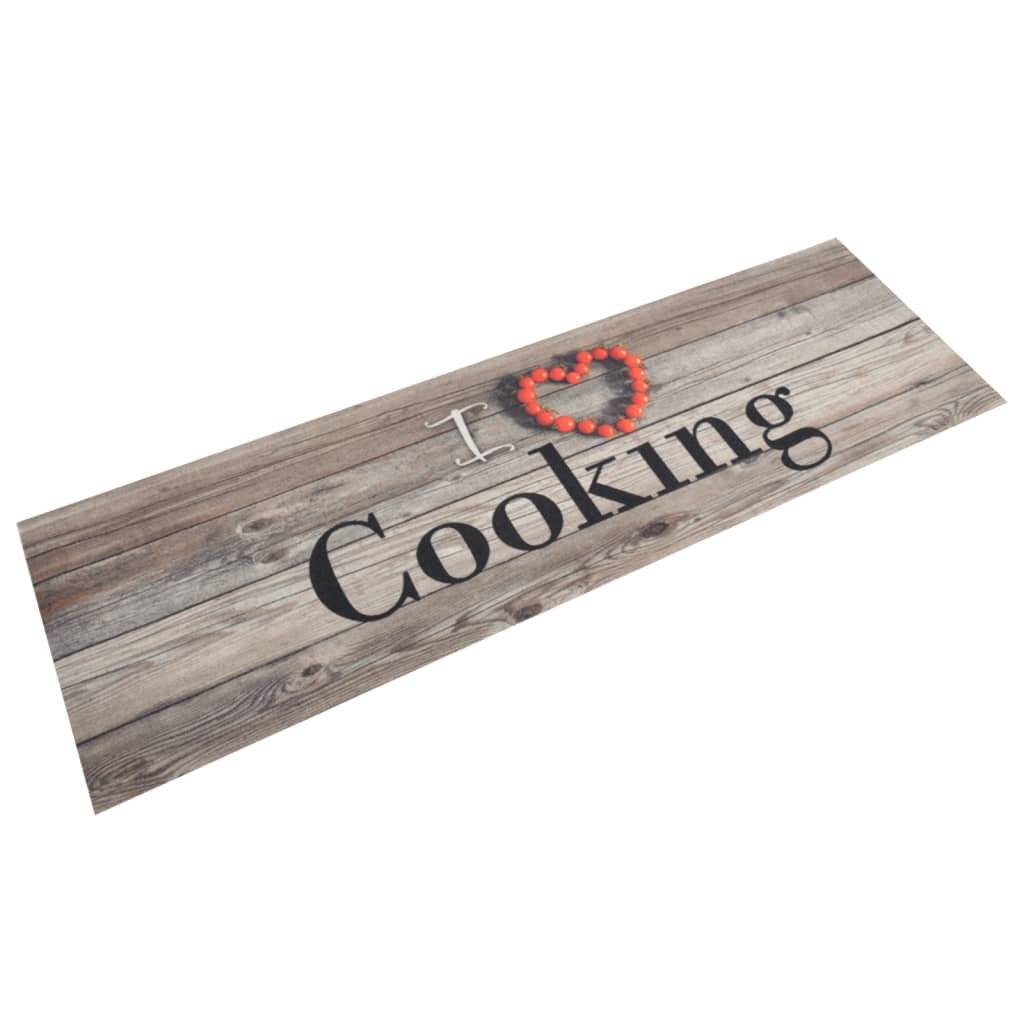 Küchenteppich Waschbar Cooking Grau 45x150 cm Samt-0