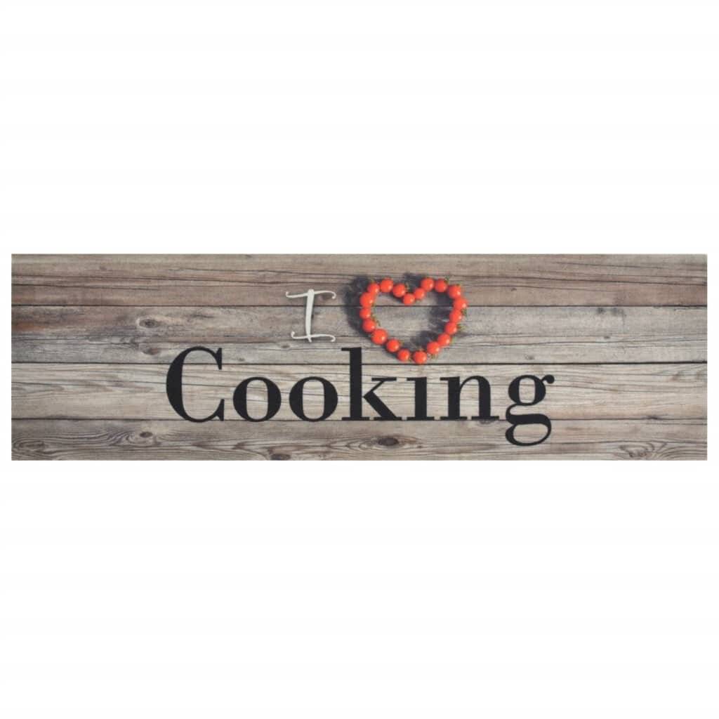 Küchenteppich Waschbar Cooking Grau 45x150 cm Samt-1
