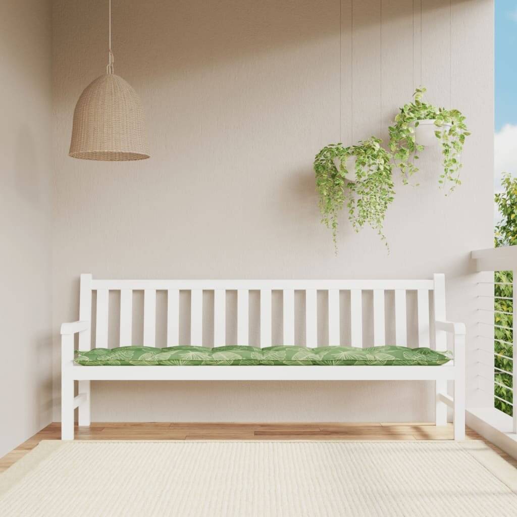 Gartenbank-Auflage Blattmuster 200x50x7 cm Stoff-0