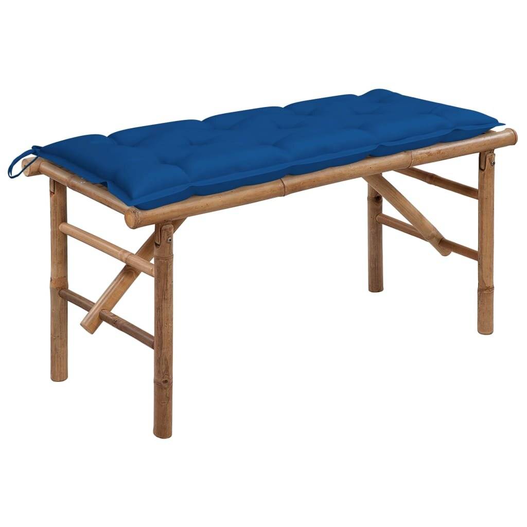 Klappbare Gartenbank mit Auflage 118 cm Bambus-0