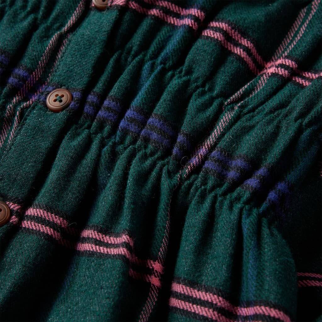 Kinderkleid mit Langen Ärmeln und Rüschen Dunkelgrün 92-4