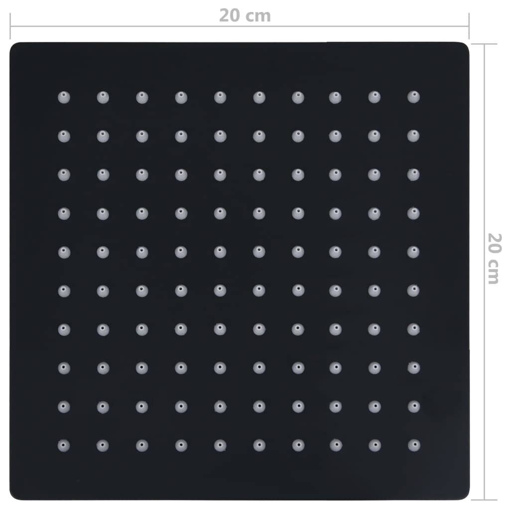 Regenbrause Edelstahl 20x20 cm Quadrat Schwarz-6