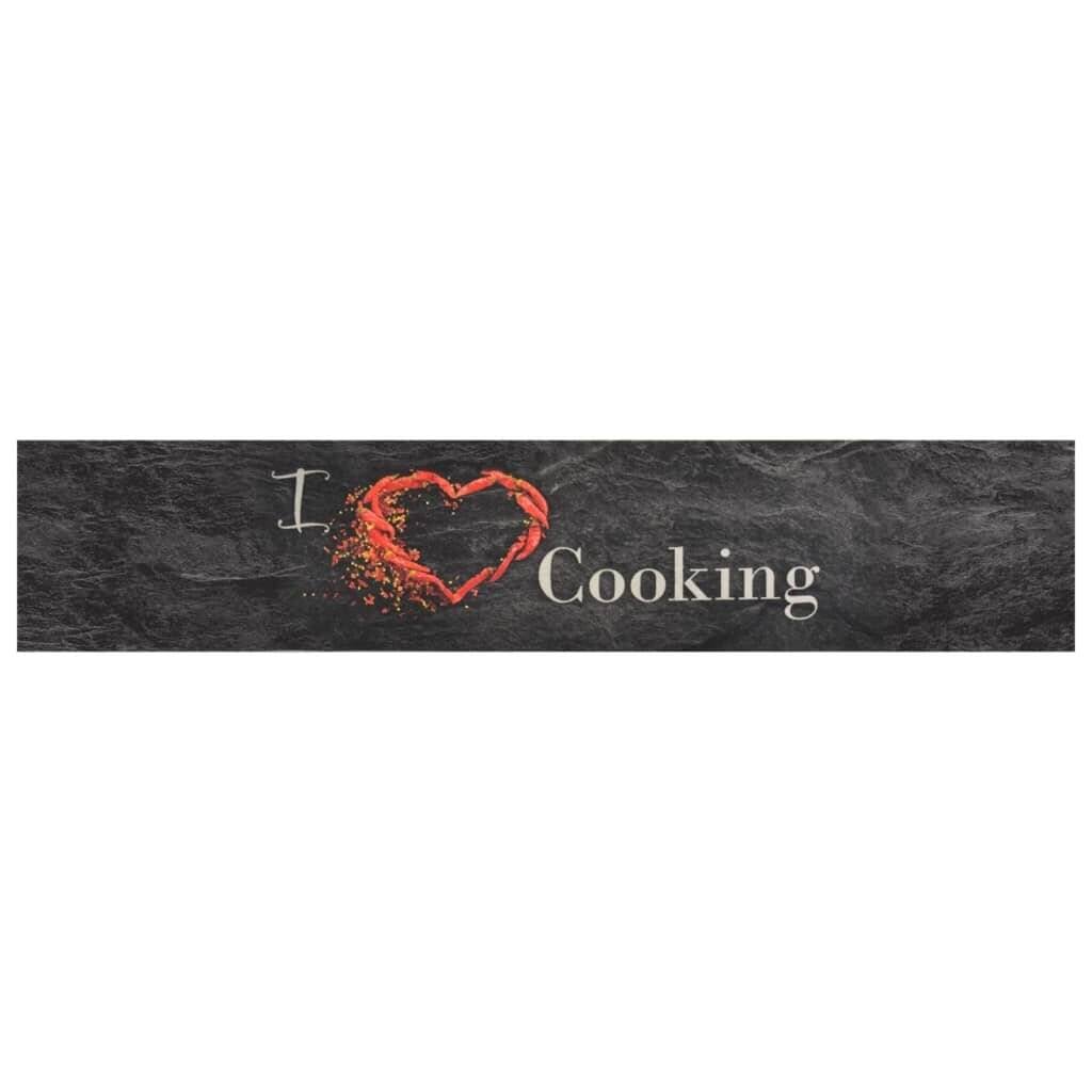 Küchenteppich Waschbar Cooking Schwarz 60x300 cm Samt-2