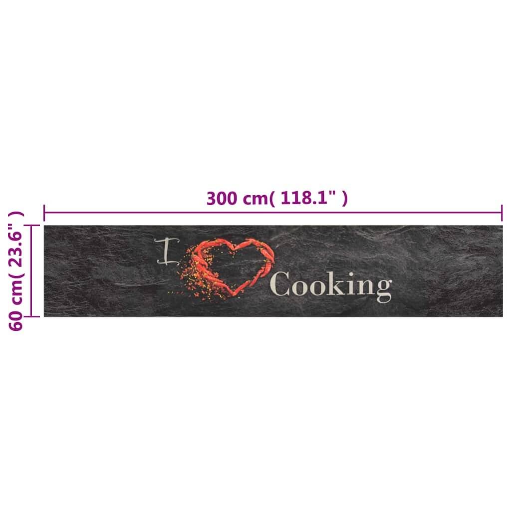 Küchenteppich Waschbar Cooking Schwarz 60x300 cm Samt-4