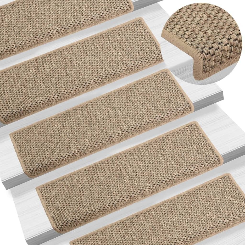 Treppenmatten Selbstklebend Sisal 15 Stk. 65x25 cm Dunkelbeige-0