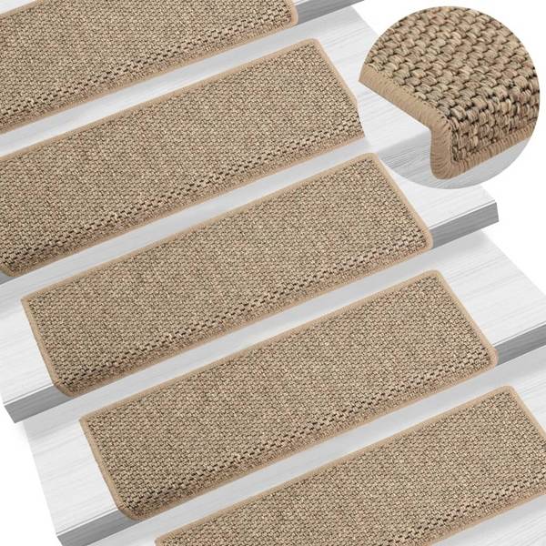 Treppenmatten Selbstklebend Sisal 15 Stk. 65x25 cm Dunkelbeige