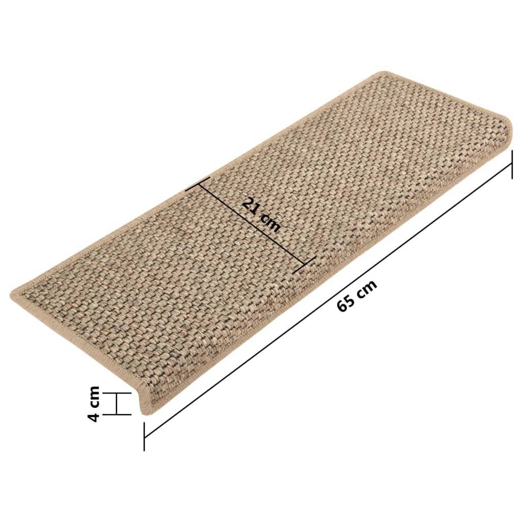 Treppenmatten Selbstklebend Sisal 15 Stk. 65x25 cm Dunkelbeige-6
