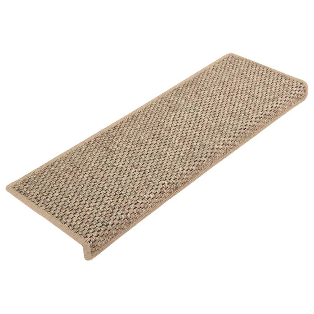 Treppenmatten Selbstklebend Sisal 15 Stk. 65x25 cm Dunkelbeige-1