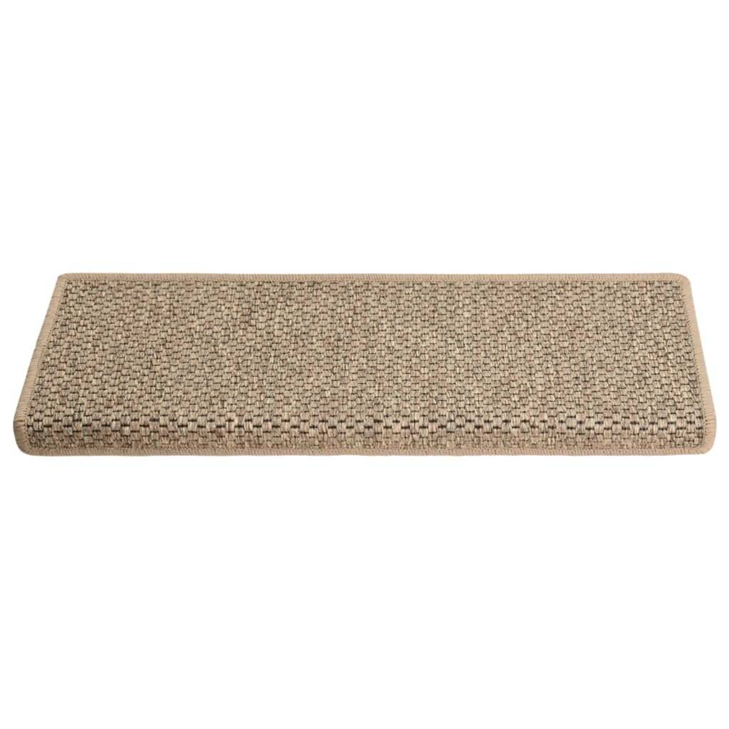 Treppenmatten Selbstklebend Sisal 15 Stk. 65x25 cm Dunkelbeige-2