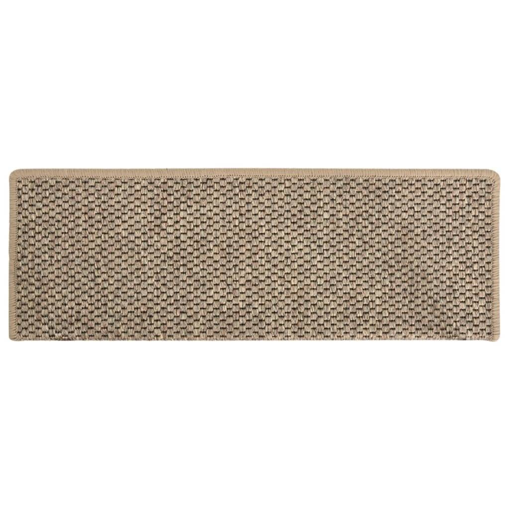 Treppenmatten Selbstklebend Sisal 15 Stk. 65x25 cm Dunkelbeige-3