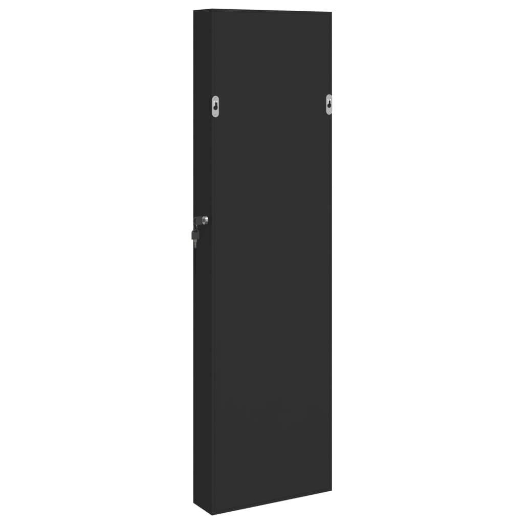 Schmuckschrank mit Spiegel Wandmontage Schwarz 30x8,5x106 cm-6