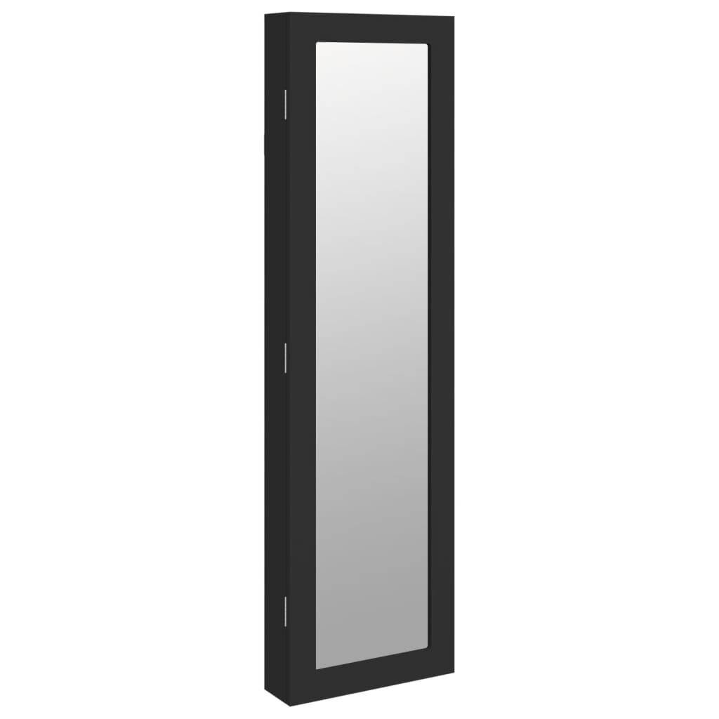 Schmuckschrank mit Spiegel Wandmontage Schwarz 30x8,5x106 cm-1