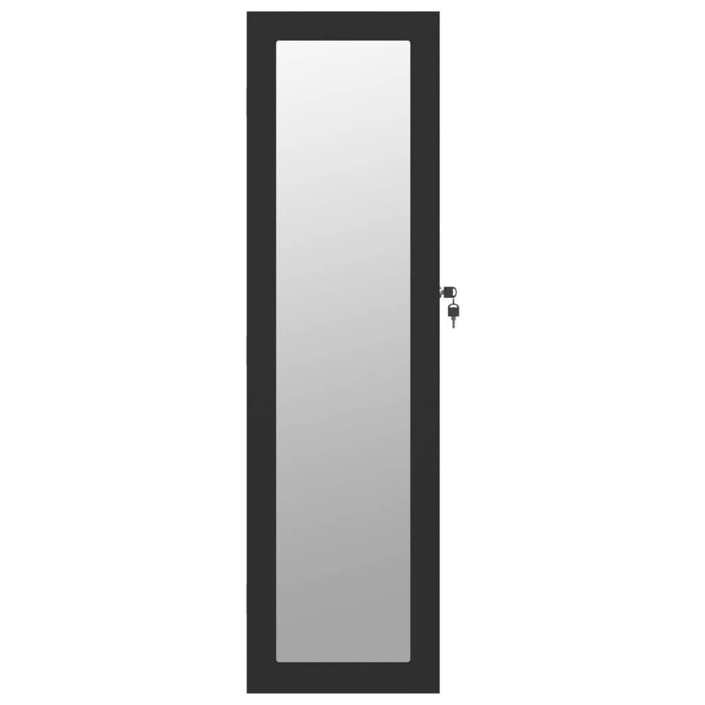 Schmuckschrank mit Spiegel Wandmontage Schwarz 30x8,5x106 cm-3