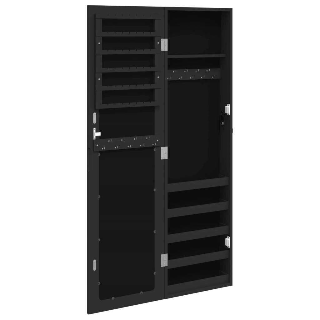 Schmuckschrank mit Spiegel Wandmontage Schwarz 30x8,5x106 cm-4