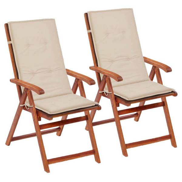Gartenstuhl Auflage Hochlehner 2 Stk. Creme 120 x 50 x 3 cm