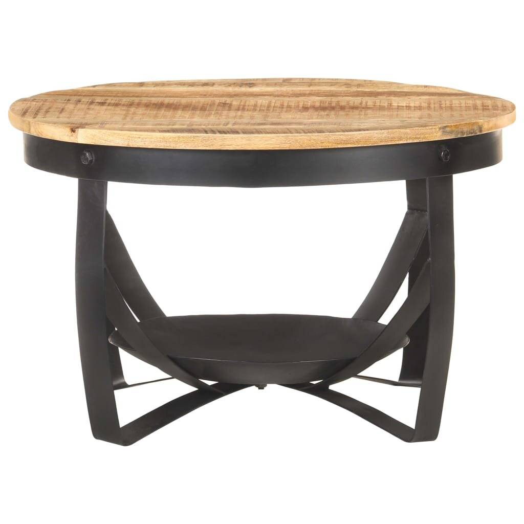 Couchtisch Ø68x43 cm Raues Mangoholz-2