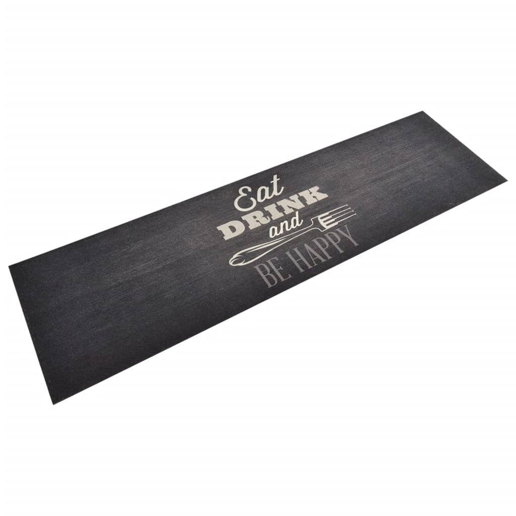 Küchenteppich Waschbar Küche Schwarz 45x150 cm Samt-0
