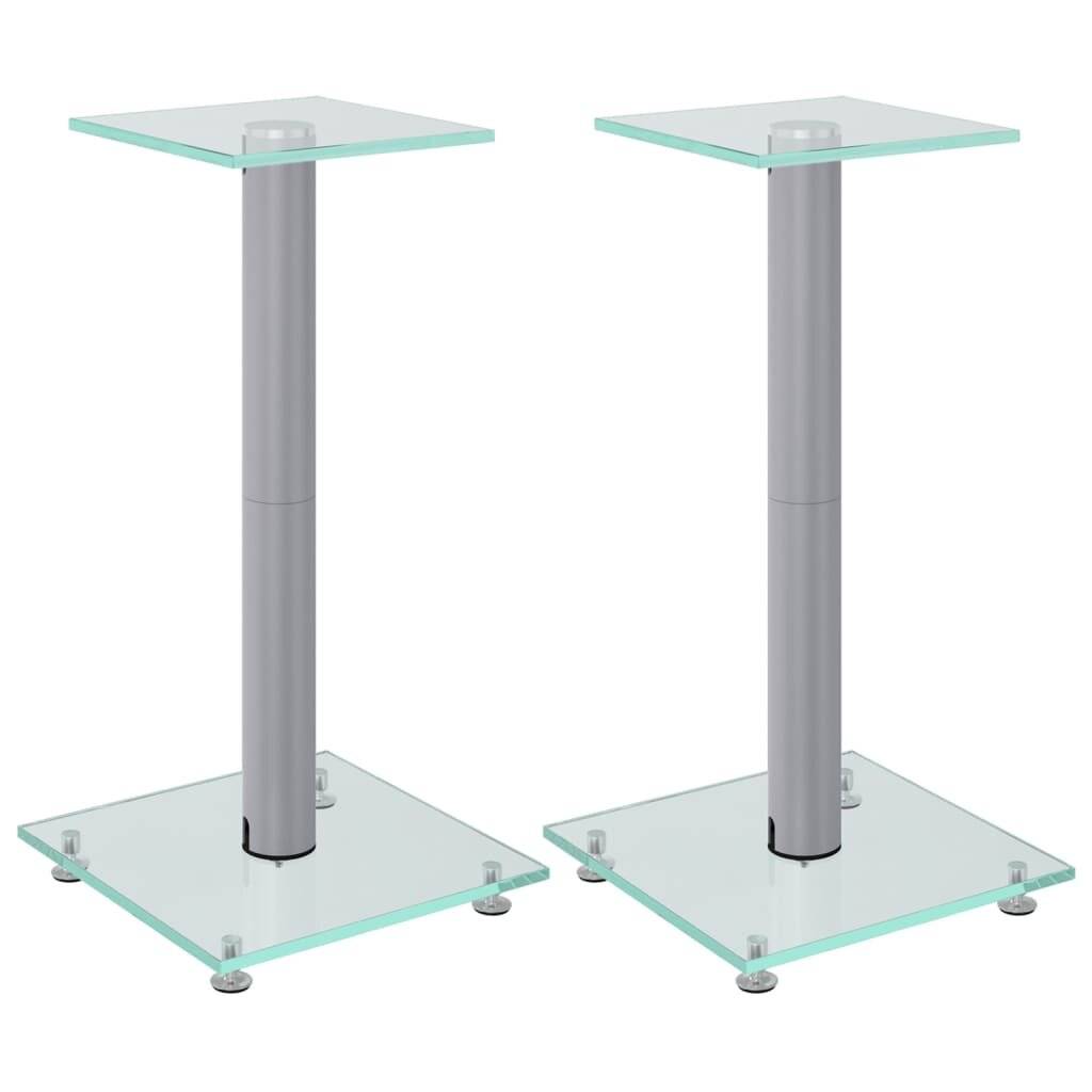 Lautsprecher-Ständer 2 Stk. Silbern Hartglas 1 Säule-1