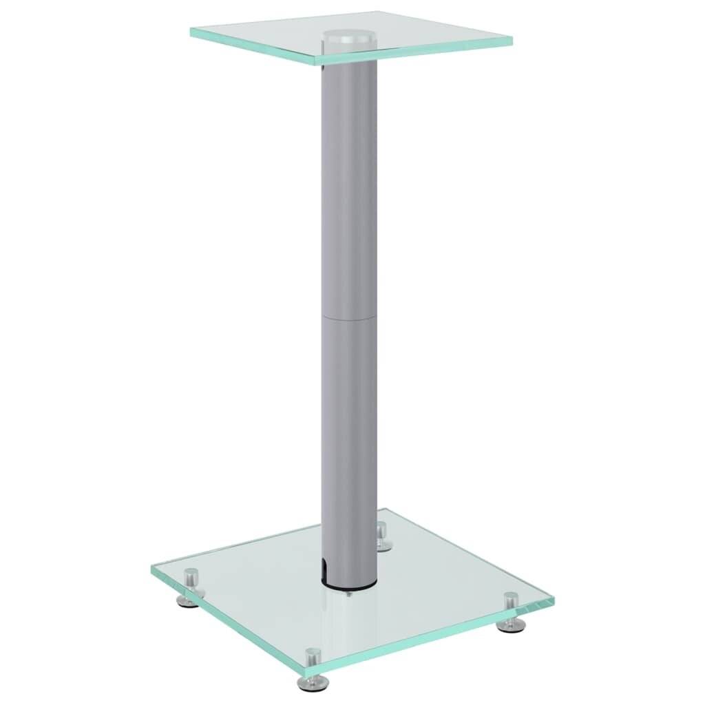Lautsprecher-Ständer 2 Stk. Silbern Hartglas 1 Säule-2