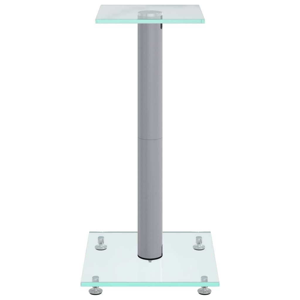 Lautsprecher-Ständer 2 Stk. Silbern Hartglas 1 Säule-3