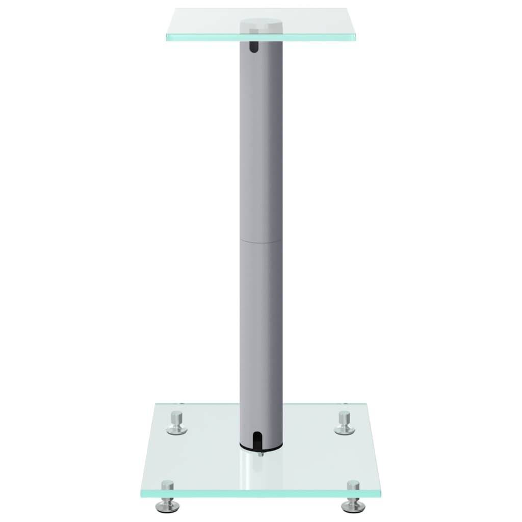 Lautsprecher-Ständer 2 Stk. Silbern Hartglas 1 Säule-4