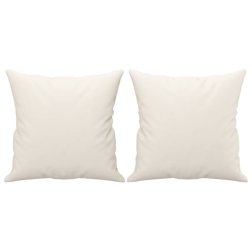 Zierkissen 2 Stk. Creme 40x40 cm Kunstleder-1