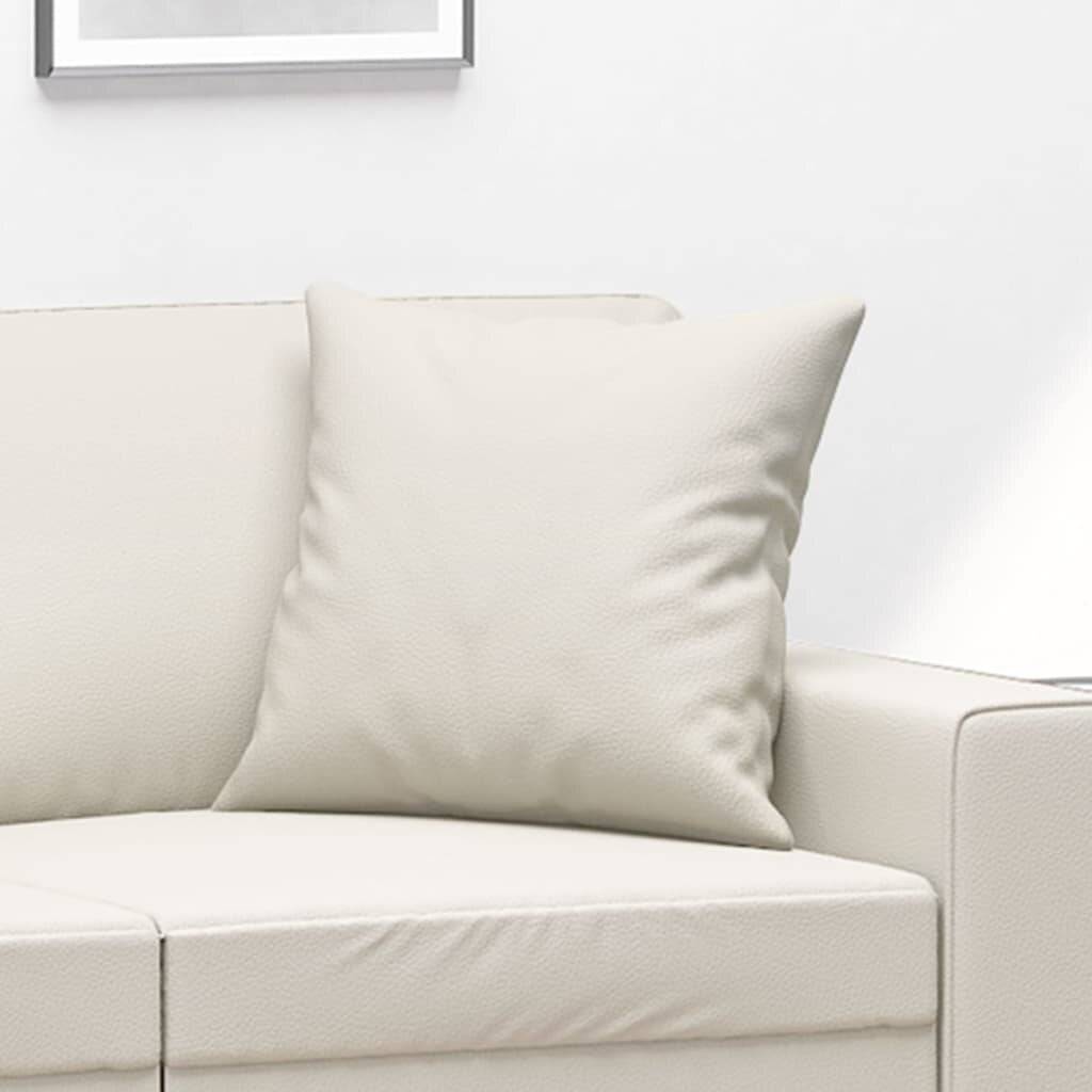 Zierkissen 2 Stk. Creme 40x40 cm Kunstleder-4