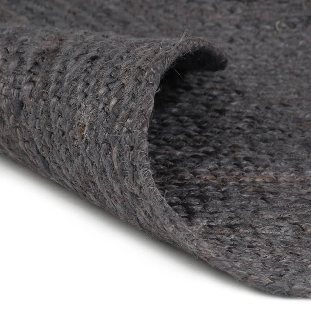 Teppich Handgefertigt Jute Rund 240 cm Dunkelgrau-4