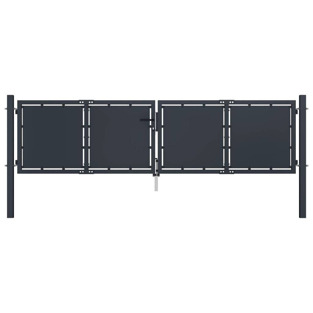 Gartentor Stahl 300×100 cm Anthrazit-0