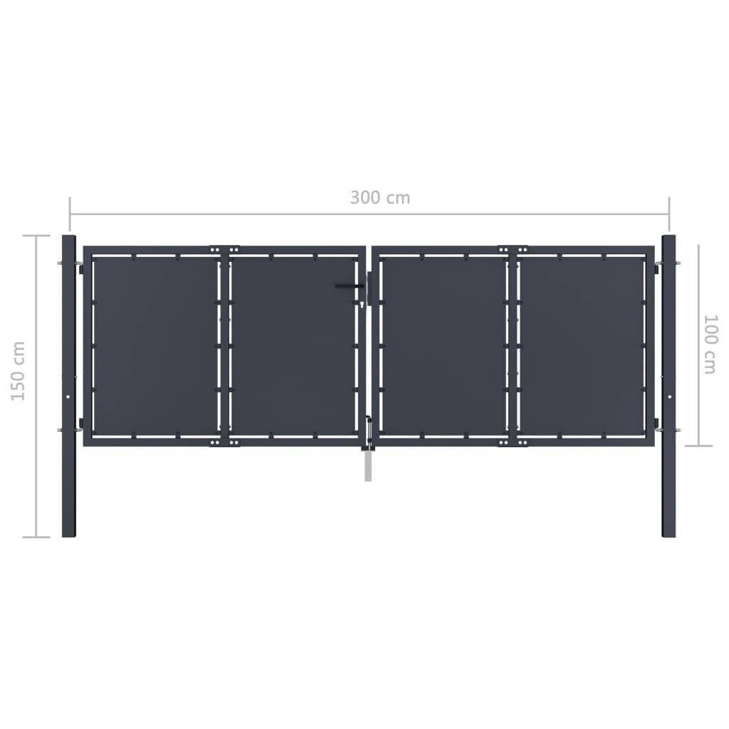 Gartentor Stahl 300×100 cm Anthrazit-4