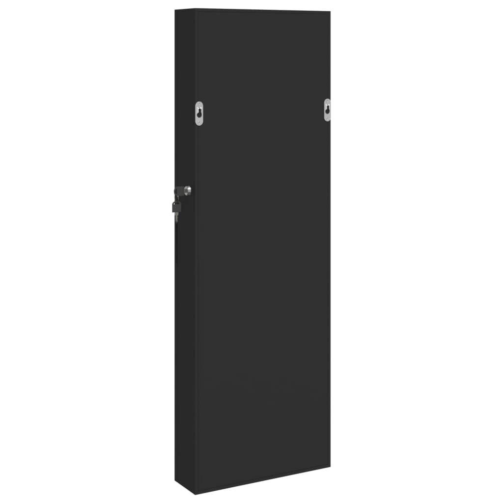 Schmuckschrank mit Spiegel Wandmontage Schwarz 30x8,5x90 cm-6