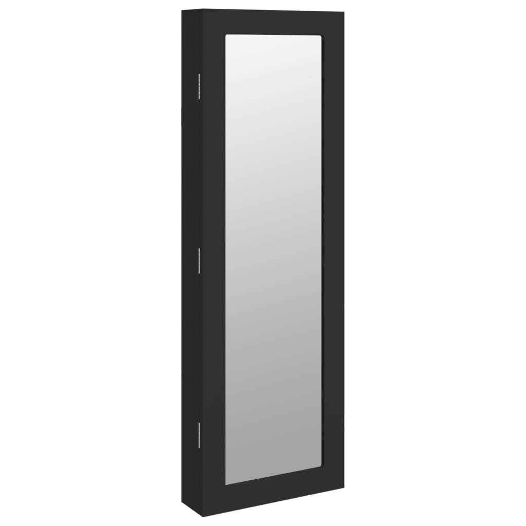 Schmuckschrank mit Spiegel Wandmontage Schwarz 30x8,5x90 cm-1