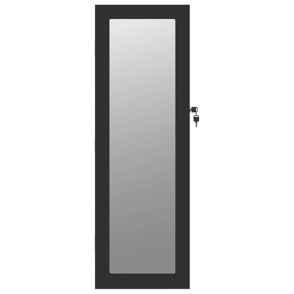 Schmuckschrank mit Spiegel Wandmontage Schwarz 30x8,5x90 cm-3