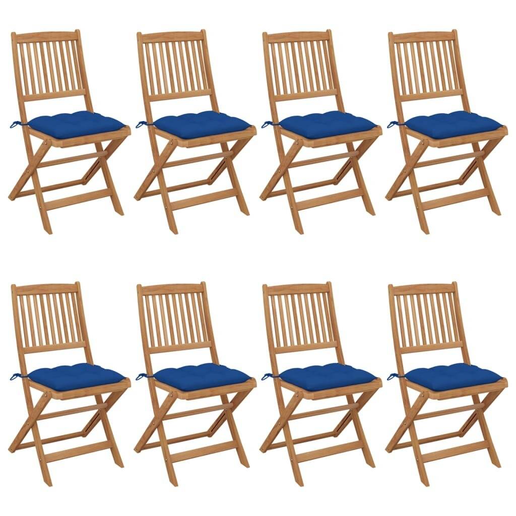 Klappbare Gartenstühle 8 Stk. mit Kissen Massivholz Akazie-0