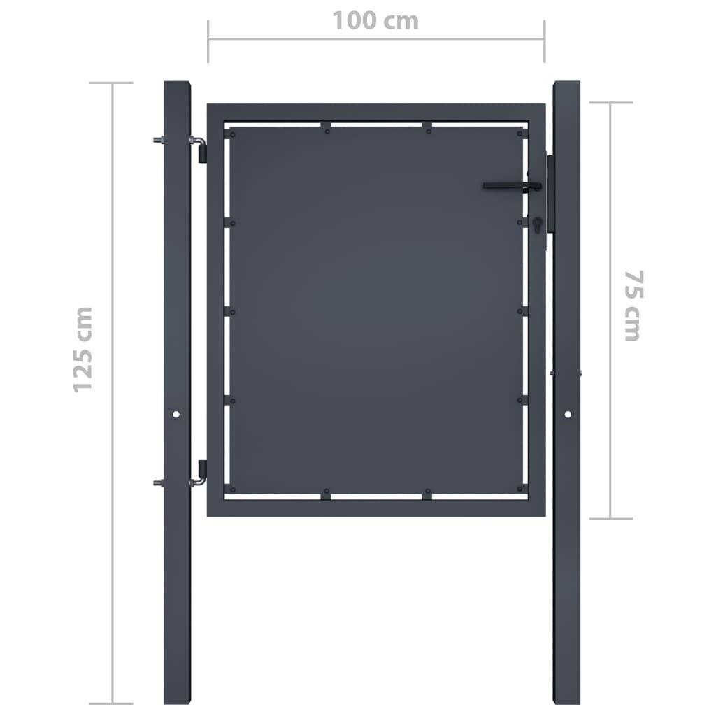 Gartentor Stahl 100 x 75 cm Anthrazit-3