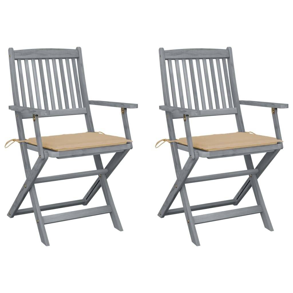 Klappbare Gartenstühle 2 Stk. mit Sitzkissen Massivholz Akazie-0