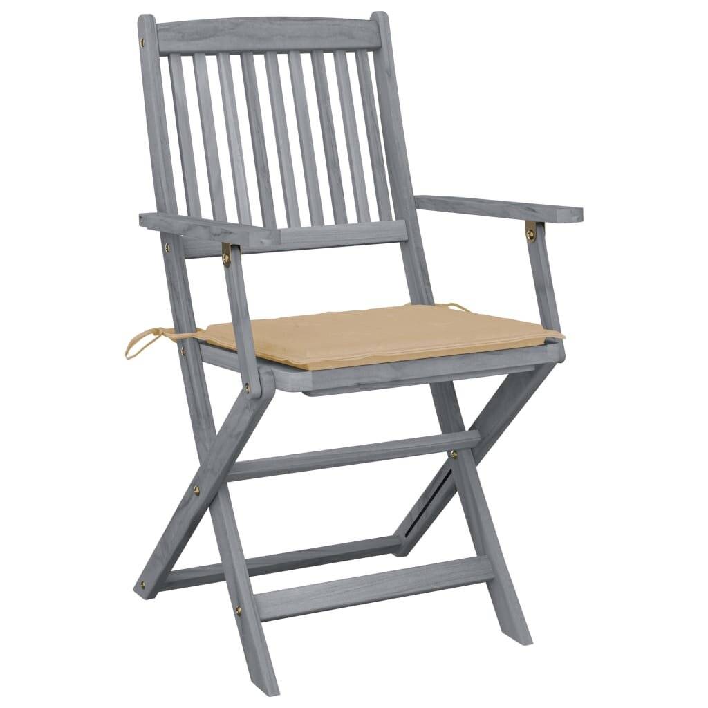 Klappbare Gartenstühle 2 Stk. mit Sitzkissen Massivholz Akazie-4