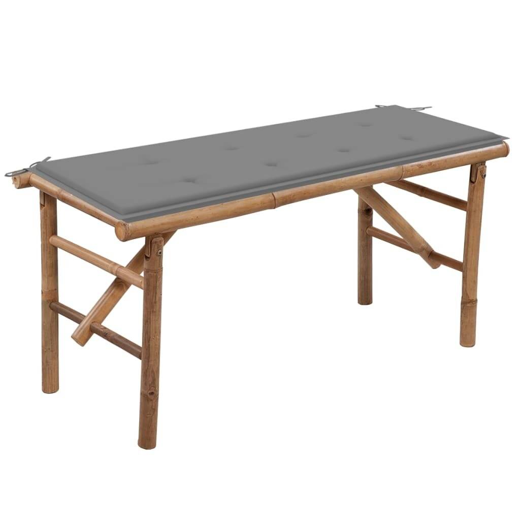 Klappbare Gartenbank mit Auflage 118 cm Bambus-0