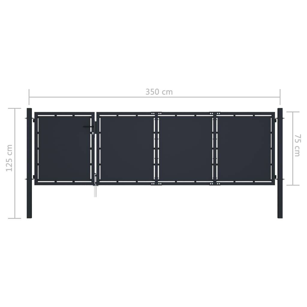 Gartentor Stahl 350 x 75 cm Anthrazit-4