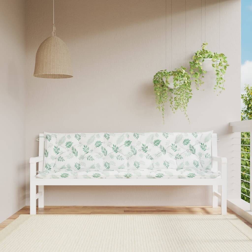 Gartenbank-Auflagen 2 Stk. Blattmuster 200x50x7 cm Stoff-0