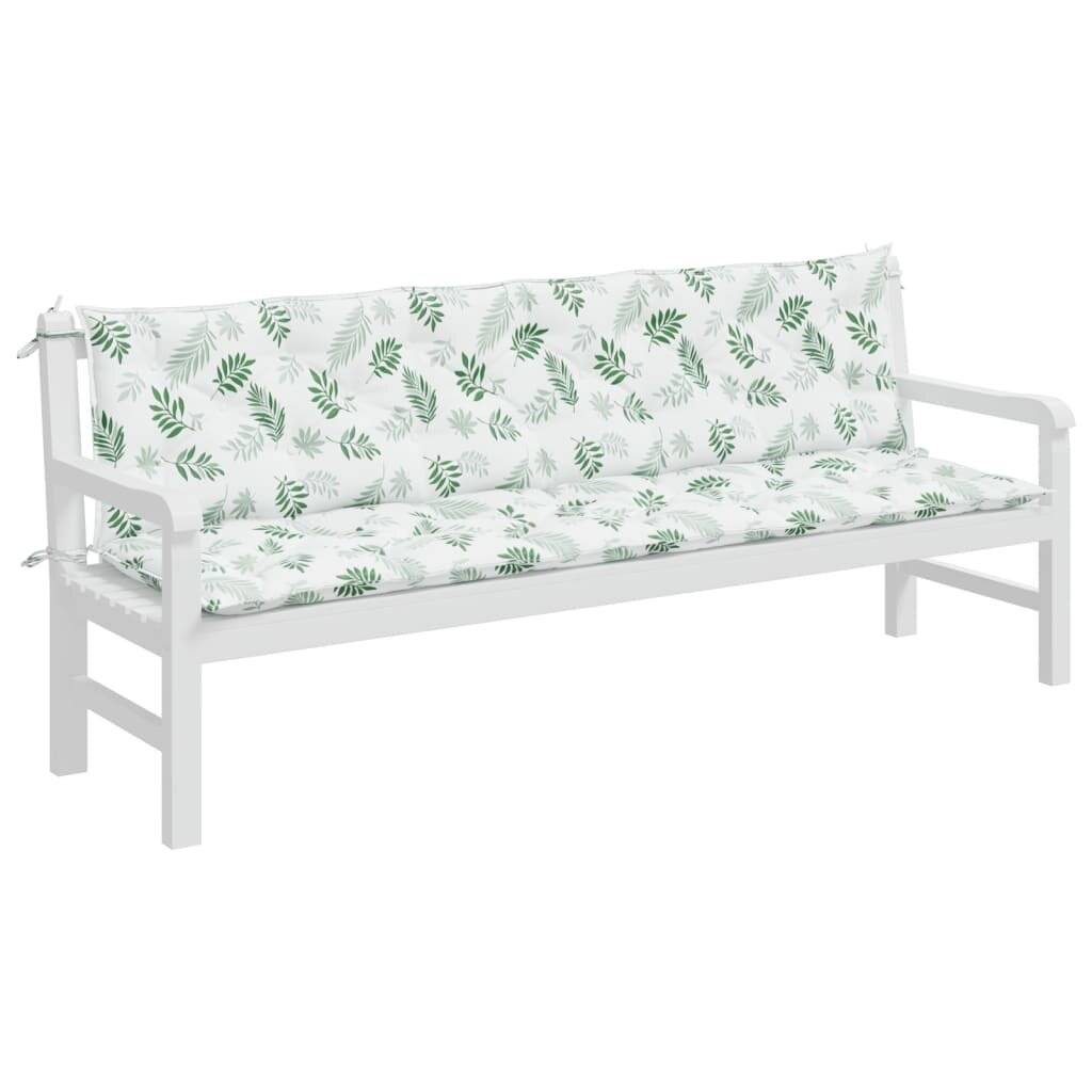 Gartenbank-Auflagen 2 Stk. Blattmuster 200x50x7 cm Stoff-3