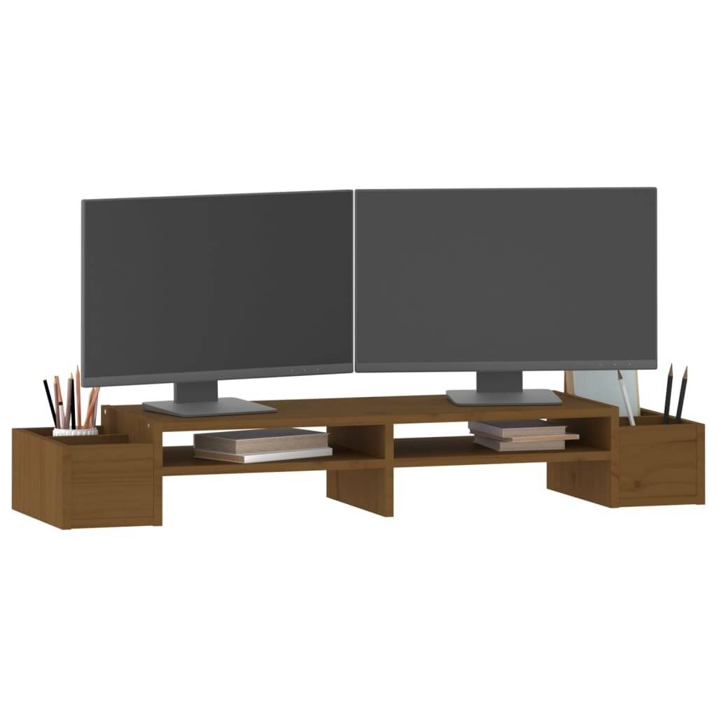 Monitorständer Honigbraun 100x27,5x15 cm Massivholz Kiefer-3