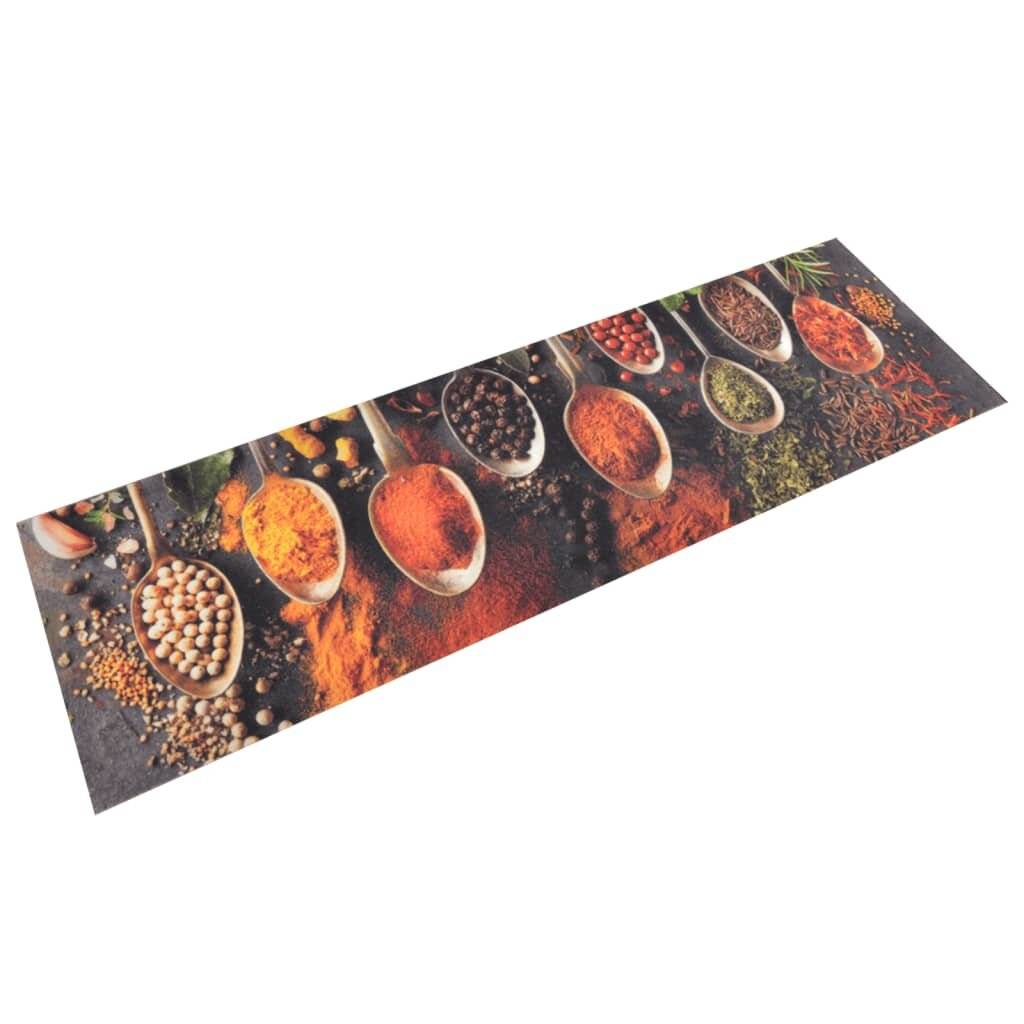 Küchenteppich Waschbar Löffel & Gewürze 45x150 cm Samt-0