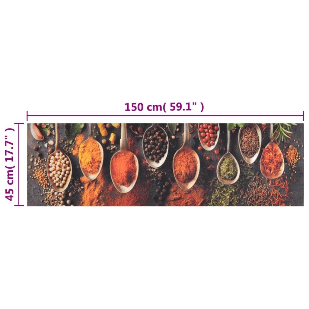 Küchenteppich Waschbar Löffel & Gewürze 45x150 cm Samt-4