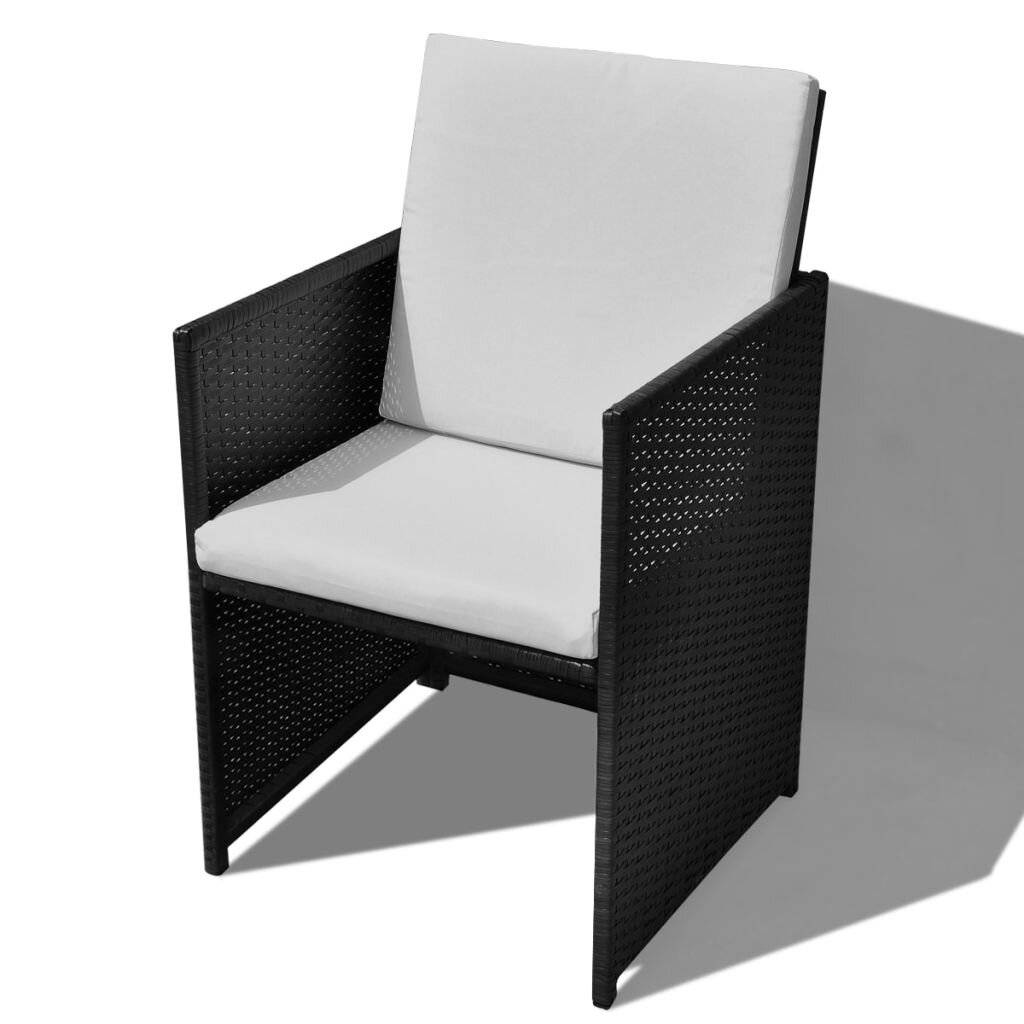 9-tlg. Garten-Essgruppe Poly Rattan Akazienholz Schwarz-6
