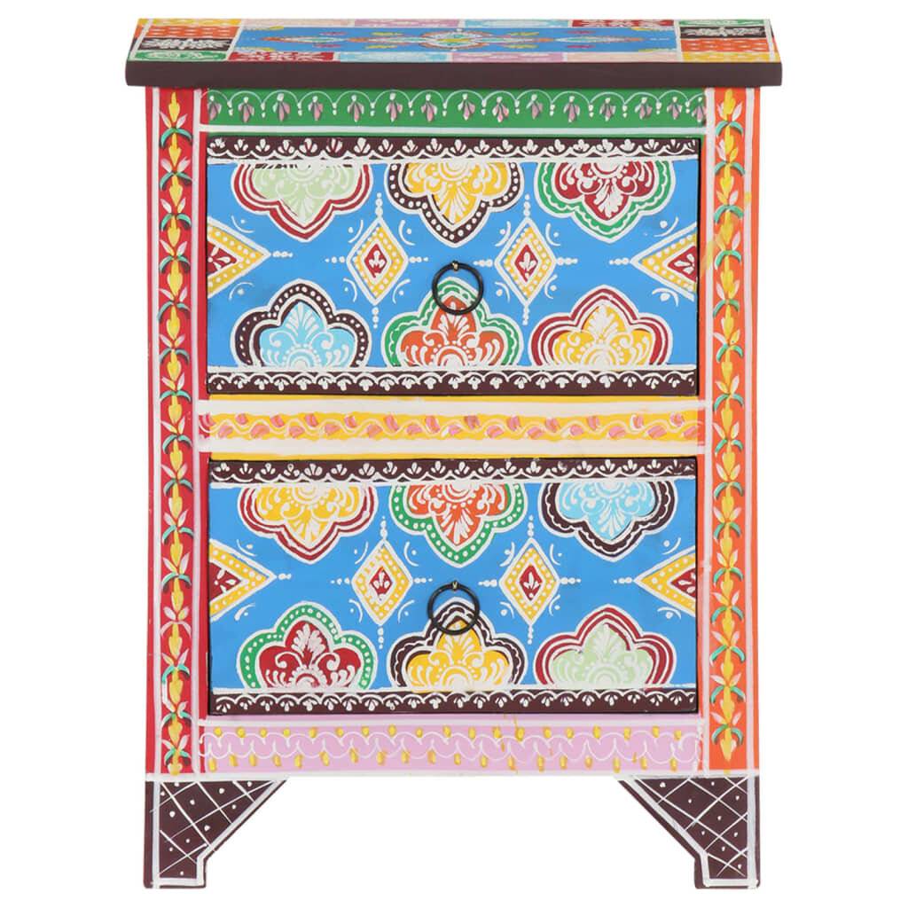 Nachttisch Handbemalt 40x30x50 cm Mango Massivholz-2