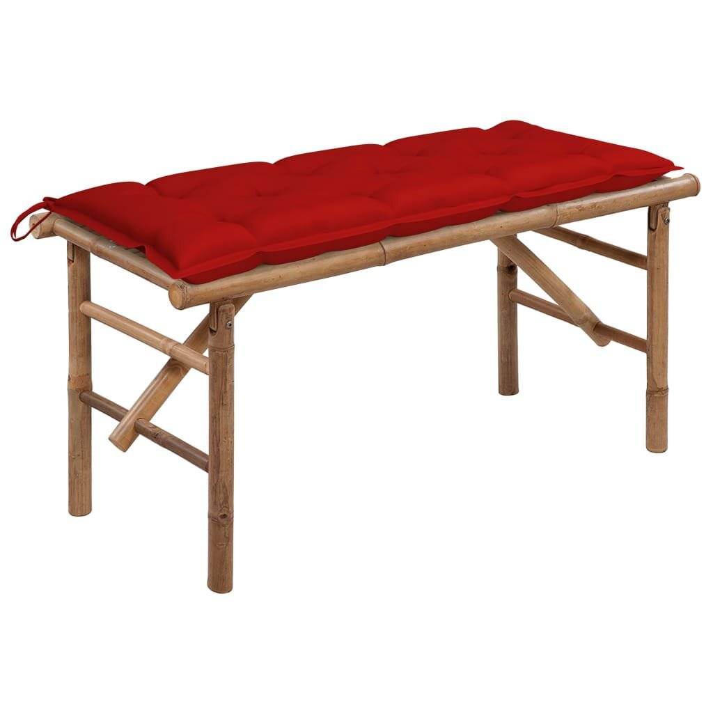 Klappbare Gartenbank mit Auflage 118 cm Bambus-0