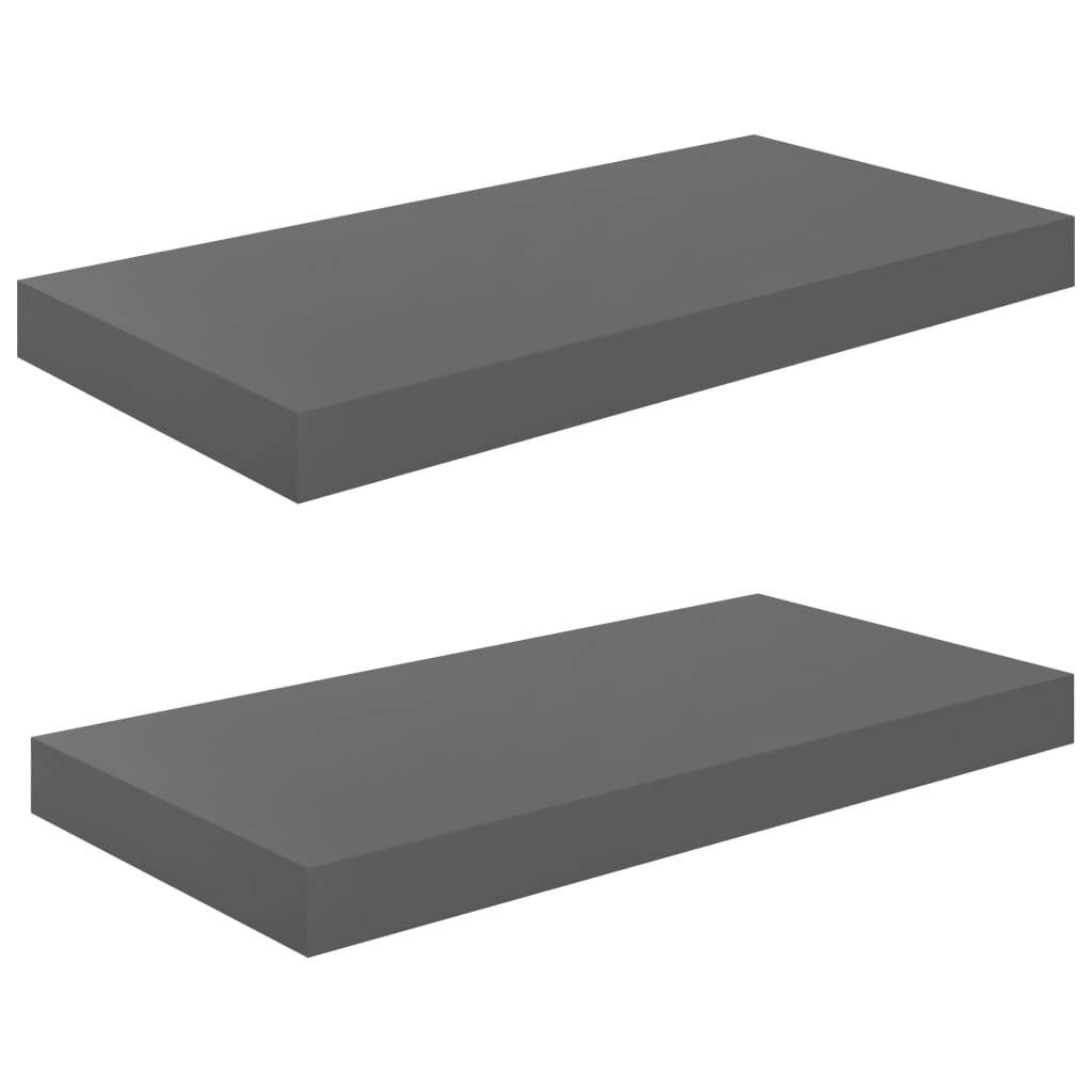 Schwebende Wandregale 2 Stk. Hochglanz-Grau 50x23x3,8cm MDF-4